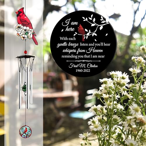 Image of ASTARIN Personalized Wind Chimes Outdoor Large Deep Tone,Large Customized Wind Chimes for Outside Tuned Relaxing Soothing Low Bass,Memorial Windchimes Sympathy for Mom Dad