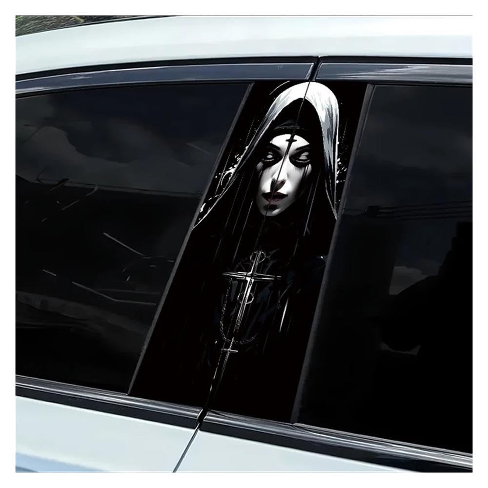 Dabhuoc One Color Car Parts 2Pcs Car Center Column Decal Nun Smooth Material Protection Film