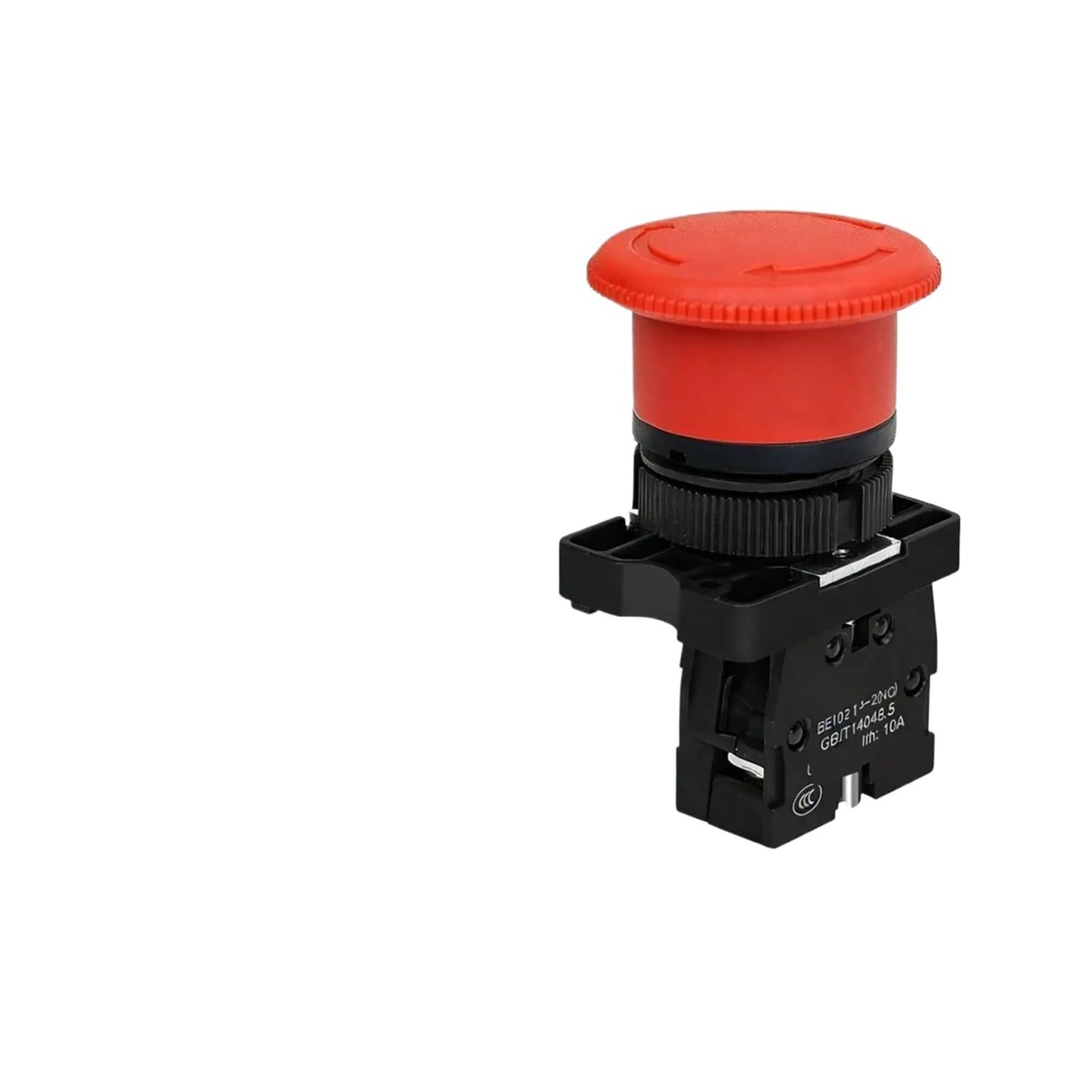 KUKEUC77Q Silver Contact Push Button Switch 22mm Mounting Reset Momentary With Arrow Symbol Start Stop XB2 Flat Head(EmergencyStopES542,1NC)