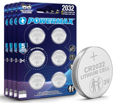 Powermax 24-Count CR2032 Batteries, Lithium 3V Coin Cell Button Battery Pack for Watch and Small Electronics, 5 Year Shelf Life
