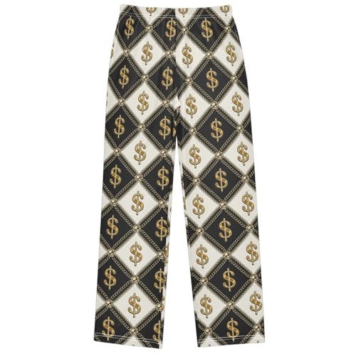 Boy's Pants Luxury Vintage Black White Jogger Pants Elastic Waist Long Bottoms Trousers with Pockets 6-14 Years