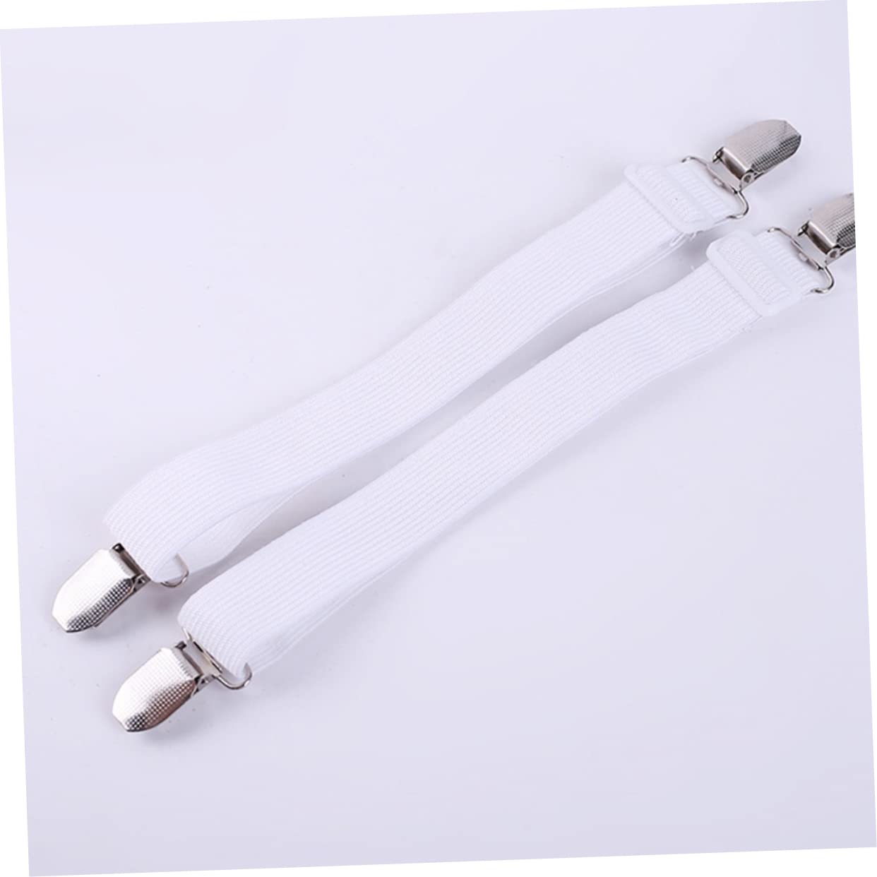 Ciieeo 12pcs Adjustable Bed Sheet Clips Multipurpose Gripper Straps for Mattress Covers Prevents Sliding Elastic Fasteners White Relaxed Stretched