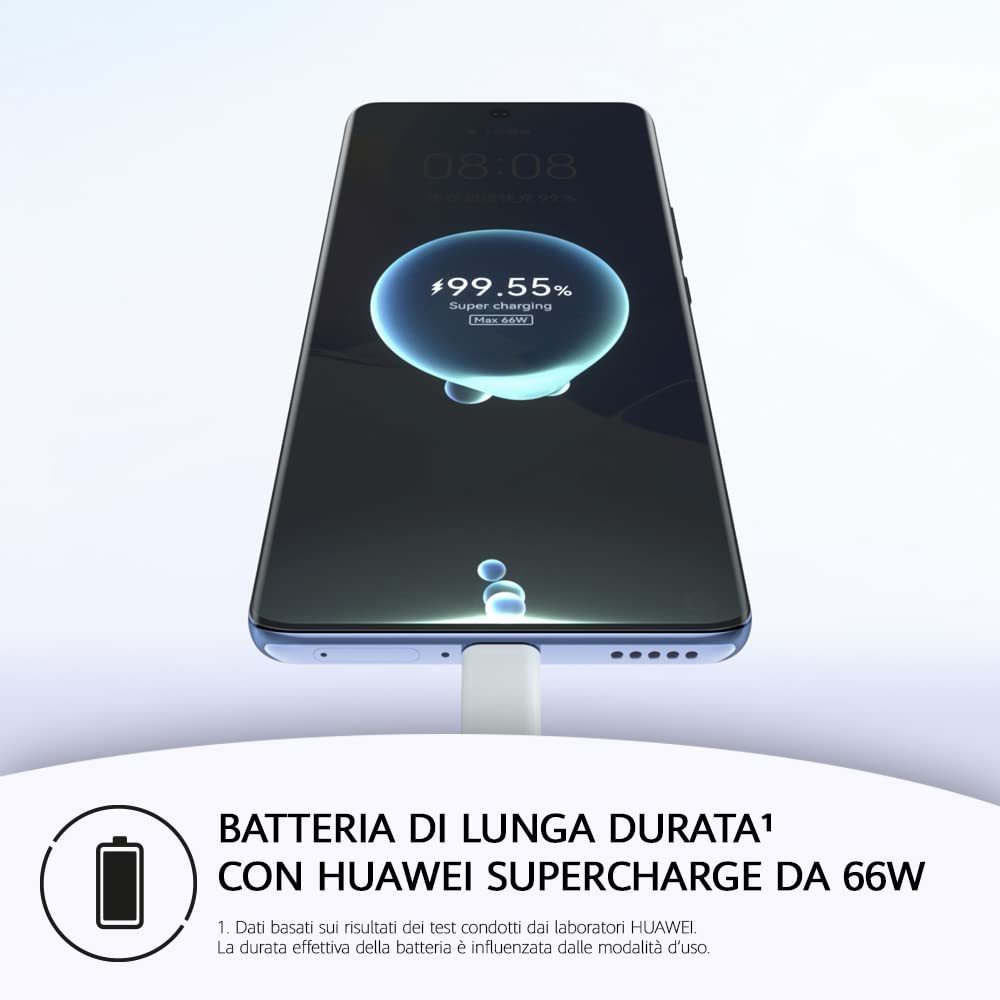 HUAWEI nova 9 Smartphone, Fotocamera Ultra Vision da 50 MP, Display OLED a 120 Hz, Batteria di lunga durata SuperCharge da 66 W, 8GB + 128GB, EMUI 12, con adattatore Ap52, Black