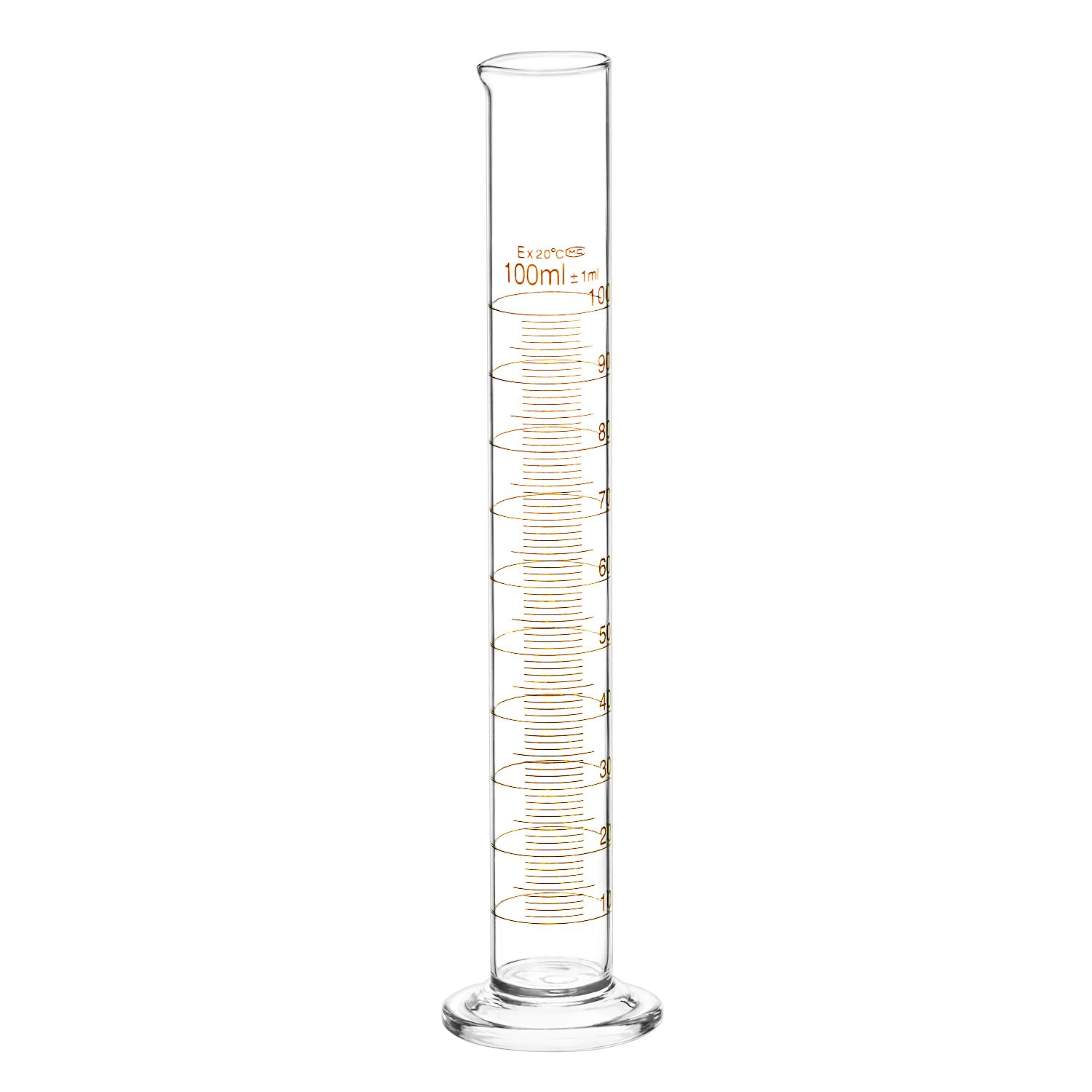 QWORK Cilindro de Medición Laboratorio 100 ml, Vidrio de Borosilicato, Pared Gruesa