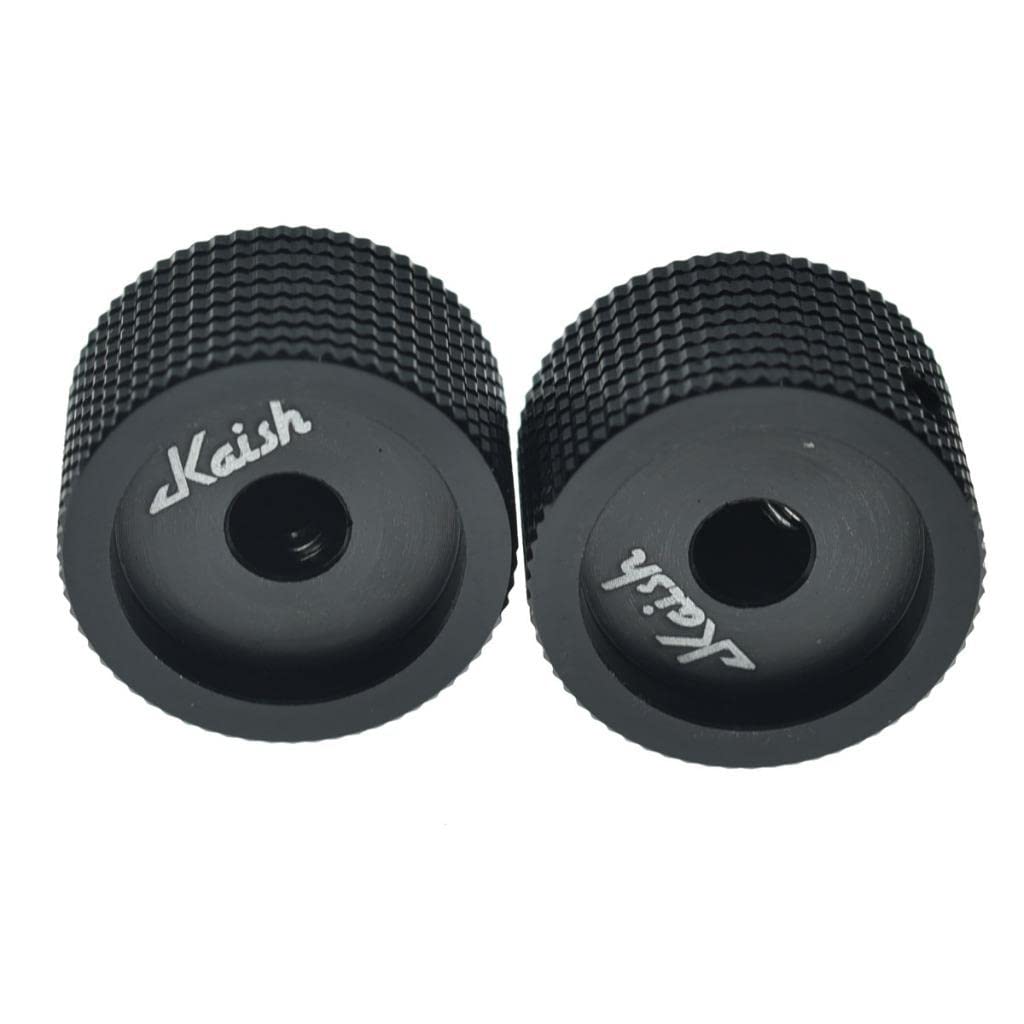 Dopro Manopole per potenziometro, in alluminio, 25 x 15,5 mm, universali da 1/4", con indicatore e vite per chitarra, basso, pedale effetto colore: nero