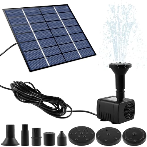 Solar Fountain Pump, Floating Fountain with 5 Nozzles Solar Solar Powered Water Feature for Bird Bath, Fish Tank, Pond or Garden Decoration (Style 1)
