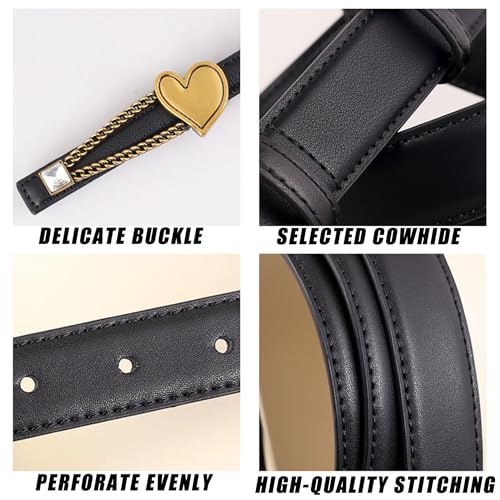Ladies Leather Belt with Heart Chain Spaghetti Belt with Adjustable Women's Belt for Jeans, Pants, Dresses3