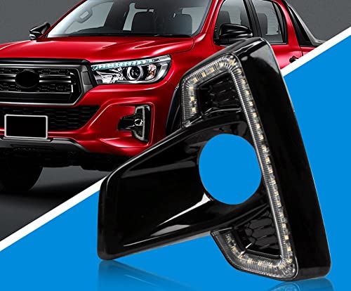 Auto-Tech lightguiding Daytime Running Light, Retrofit Car Fog lamp LED with yellow light color DRL kit Replacement For Toyota Hilux REVO Rocoo 2018 2019