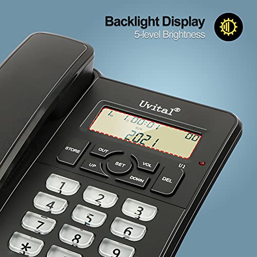 Desktop-Corded-Telephone-for-Home-Landline-Telephone-with-White-Big-Buttons-Ringer-Volume-and-Speakerphone-Volume-Adjustable-Caller-Identification-LCD-Contrast-Adjustable-Backlight-DisplayBlack - Izzgadgets.com