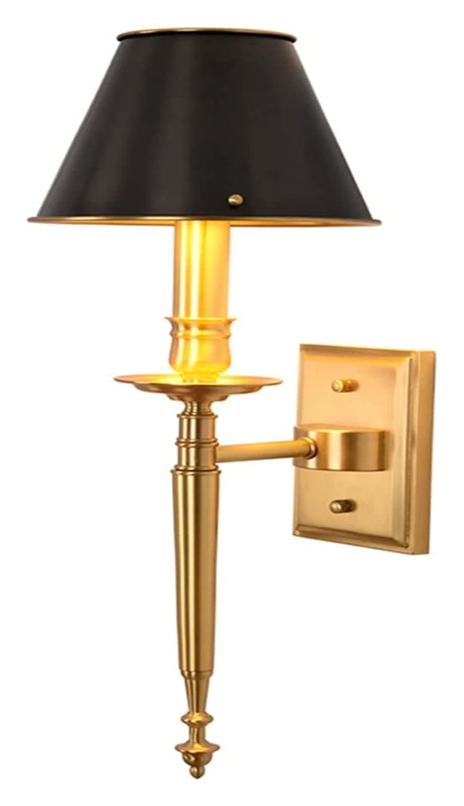 ZTCHSENZT Wall Lamp Light Retro Bedroom Bedside Lamp, Living Room TV Background Wall Black Brass Lampshade Wall Light