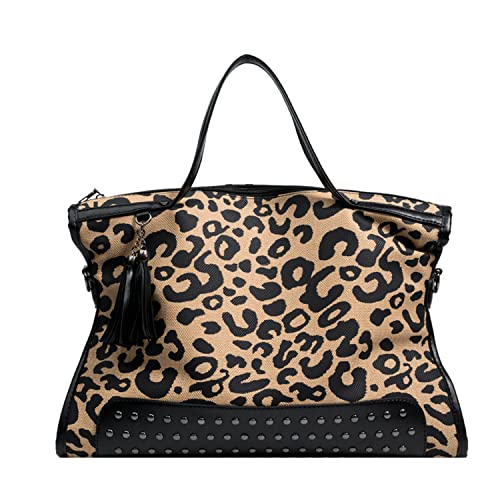 Bolso oversized leopardo para mujer miniatura 1
