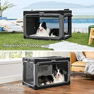 Lesure Soft Collapsible Dog Crate - 36 Inch Portable Travel Crate for Large Dogs Indoor & Outdoor, 4-Door Foldable Pet Kennel with Durable Mesh Windows, Grey Lesure Soft Collapsible Dog Crate 36 Inch Portable Travel Crate for Large Dogs Indoor Outdoor 4 Door Foldable Pet Kennel with Durable Mesh Windows Grey