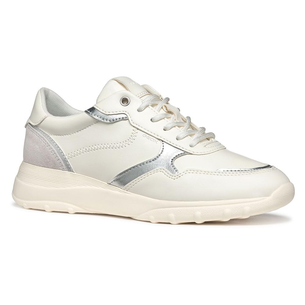 Geox Women's D ALLENIEE A Sneaker, Optic White/Off Whit, 6 UK