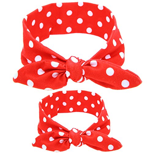 Mommy & Me Headband Set Baby Photo Props Cotton/Spandex Head Wraps Red Polka