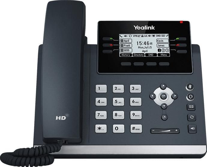 Yealink SIP-T42U Zaawansowany telefon IP, 2,7-calowy podświetlany graficzny wyświetlacz LCD (192 x 64 pikseli), Power over Ethernet, Optima HD Voice, Dual Gigabit Ethernet, Dual USB, 12 kont SIP,