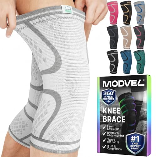Image of Modvel Compression Knee Brace for Women & Men - 2 Pack Knee Brace for Women Running Knee Pain, Knee Support Compression Sleeve, Workout Sports Knee Braces for Meniscus Tear ACL & Arthritis Pain Relief