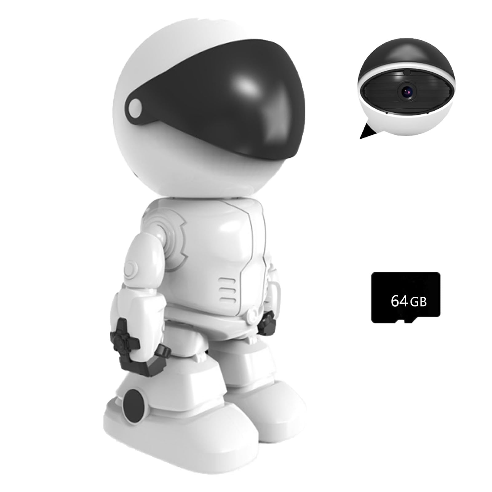 LexTex Wireless Indoor Motion Detection Robot Camera, WiFi Indoor Camera 1080P Infrared Night Vision for Home Security, Two-Way Talk, Human Detection, Smart Home Gadgets with Phone App(White)