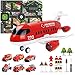 Coolplay Salvataggio Aiplane giocattolo Set aerei rossi Mini camion dei pompieri veicoli per bambini regalo piccolo giocattolo auto con cartelli stradali per il bambino di 3 anni