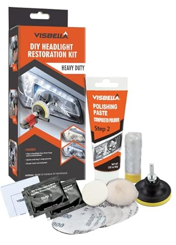 Visbella - Kit de reparación de faros de coche, aclaración y pulido de faros, eliminación de arañazos, recubrimiento de restauración, limpieza y mantenimiento del coche Gran resistencia