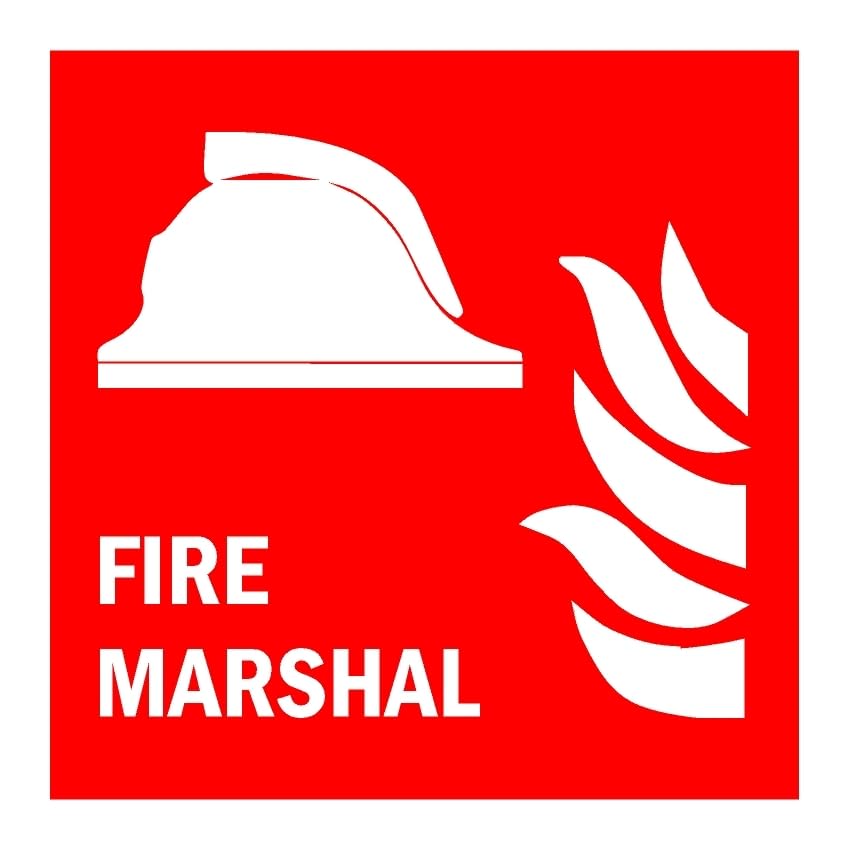 Fire marshal safety sign - Self adhesive sticker (200mm x 200mm)