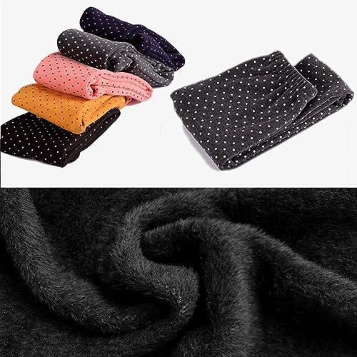 Kiench Girls Fleece Lined Leggings Polka Dot Pack of 2 Kids Winter Thick Warm Pants2