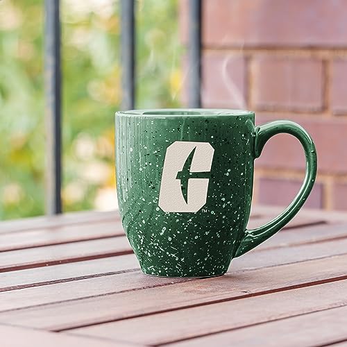 Image of Rico Industries NCAA North Carolina-Charlotte 49ers Green Personalized 16 oz Team Color Laser Engraved Speckled Ceramic Coffee Mug