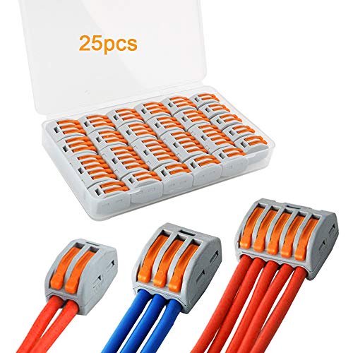 FULARR® 25Pcs Premium PCT-212/213 / 215 Molla Connettore Morsettiera Kit, Connettore per Conduttore Compatto, Morsettiera Cavo Connettore Rapido  2 Porte 10Pcs, 3 Porte 10Pcs, 5 Porte 5Pcs