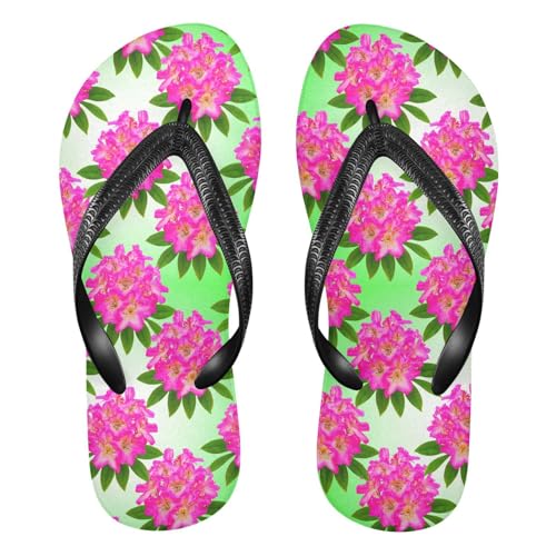 Pink Flower Leaf Flip Flops for Beach Thong Sandals Anti-slip Lightweight Shower Shoes for House Indoor Outdoor