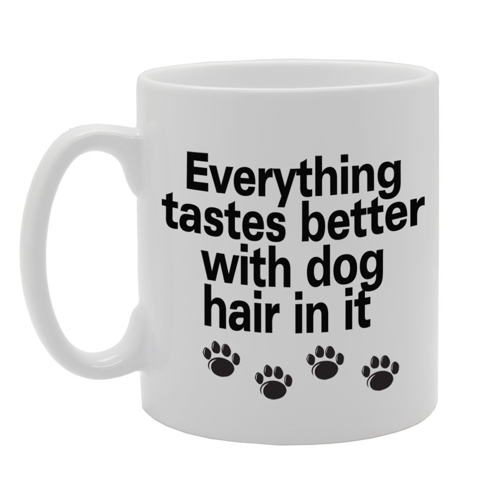 Coralgraph Inc MG920 Everything Tastes Better with Dog Hair in IT Novelty Gift Printed Tea Coffee Ceramic Mug