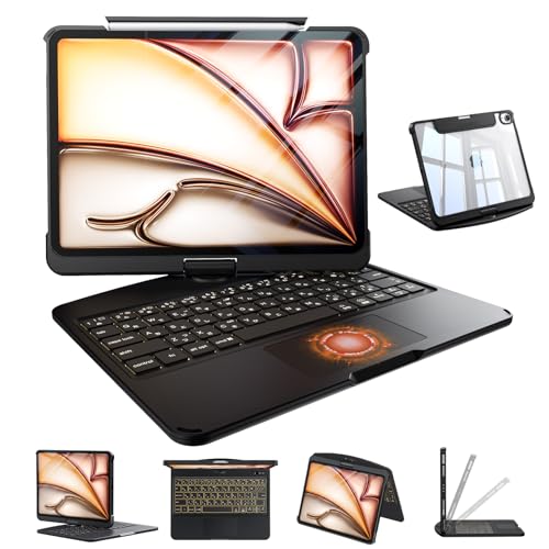iFacemall ipad �L�[�{�[�h�t���P�[�X Pro 13�C���`�iM4�E2024�N����/M5�E2025�N����) �Ή� JIS���{��z�� 360�x��]�� Bluetooth5.3 等��Ȃ� �E�������x�m���b�N�p�b�h 7�F�p�b�N���C�m �N�����N��X �y��