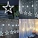 slashome Star Curtain Lights, 8 Modes, 29V, with 12 Stars 138pcs LED Waterproof Linkable Curtain String Lights, White String Light for Christmas/Halloween/Wedding/Party Backdrop, UL Listed