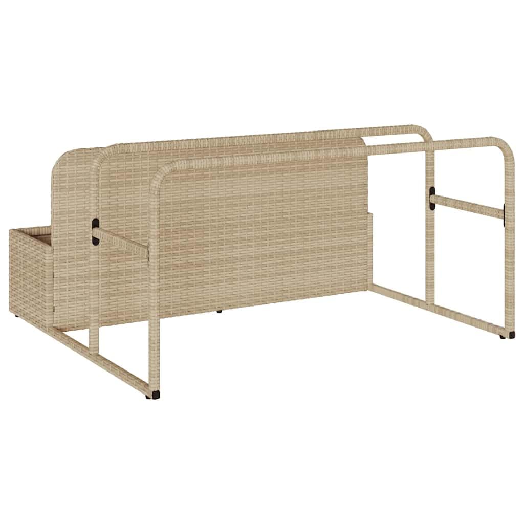 Pool Aufbewahrungsbox Beige 110x100x57 cm, Garten Schrank für Poolzubehör, Aufbewahrungskorb für Schwimmbad Spielzeug und Gartenutensilien aus PE-Rattan