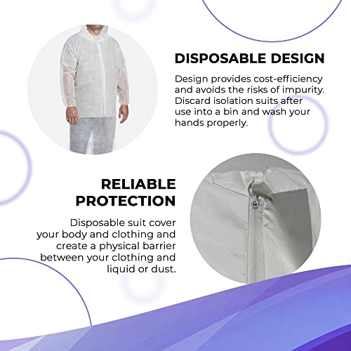 Amz Medical Supply White Hazmat Suits Disposable 4X-Large. White Pp Disposable Coveralls 30 Gsm. Waterproof Paint Suits With Attached Elastic Hood, Boot, Front Zipper, Elastic Wrists #TOP3