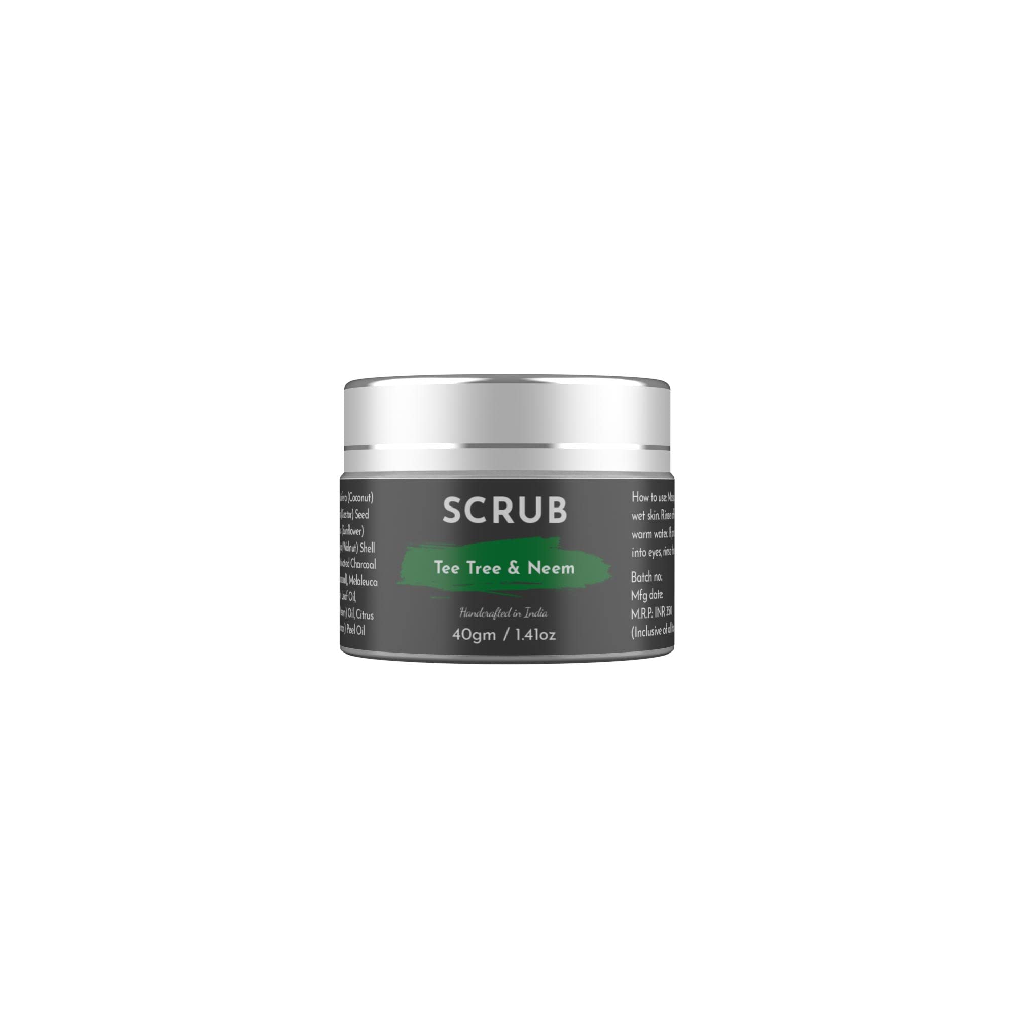 Eco Cradle Anti-Acne Oil Control Walnut Shell Powder Tea Tree Neem Face Scrub, 40gm