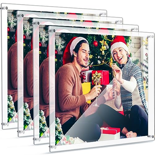 Chunful 4 Pack Clear 16 X 20 Inch Acrylic Wall Mount Floating Frameless Picture Frame Display Photo Frame Bulk For Poster Photography Collage Frames Double Panel Home Office Living Room Decor thumb #7