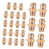 BUGUUYO 25Pcs Brass Grease Fitting Kit Straight Thread Assortment for Excavators and Industrial Machinery with Storage Box Zerk Fittings for Automotive and Mechanical Lubrication