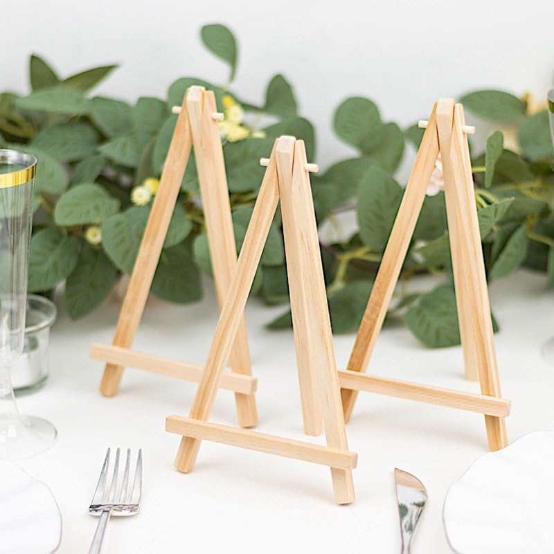 Miniatura 5 de 10 soportes de madera natural de 8 pulgadas, mini caballete de mesa con números, soportes para tarjetas de lugar, fiestas, eventos, recepción,