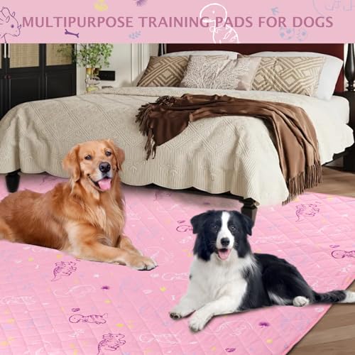 Image of IEUUMLER Washable Pee Pads for Dogs Extra Large 71 inch x 71 inch, 1 Pack Non-Slip & Waterproof Whelping Pad, Reusable Puppy Potty Training Pad for Playpen EU007 (Pink Dinosaur, 71 inchX71 inch-1pcs)