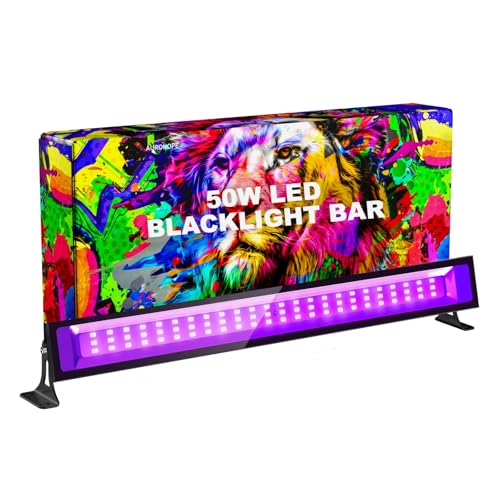 AUROHOPE 50W LED Lumiere Noire, Lampe UV 385nm Avec Interrupteur & Support Réglable à 180°, IP66 Étanche, Lumière UV Projecteur pour Halloween, Soiree Fluo, et...