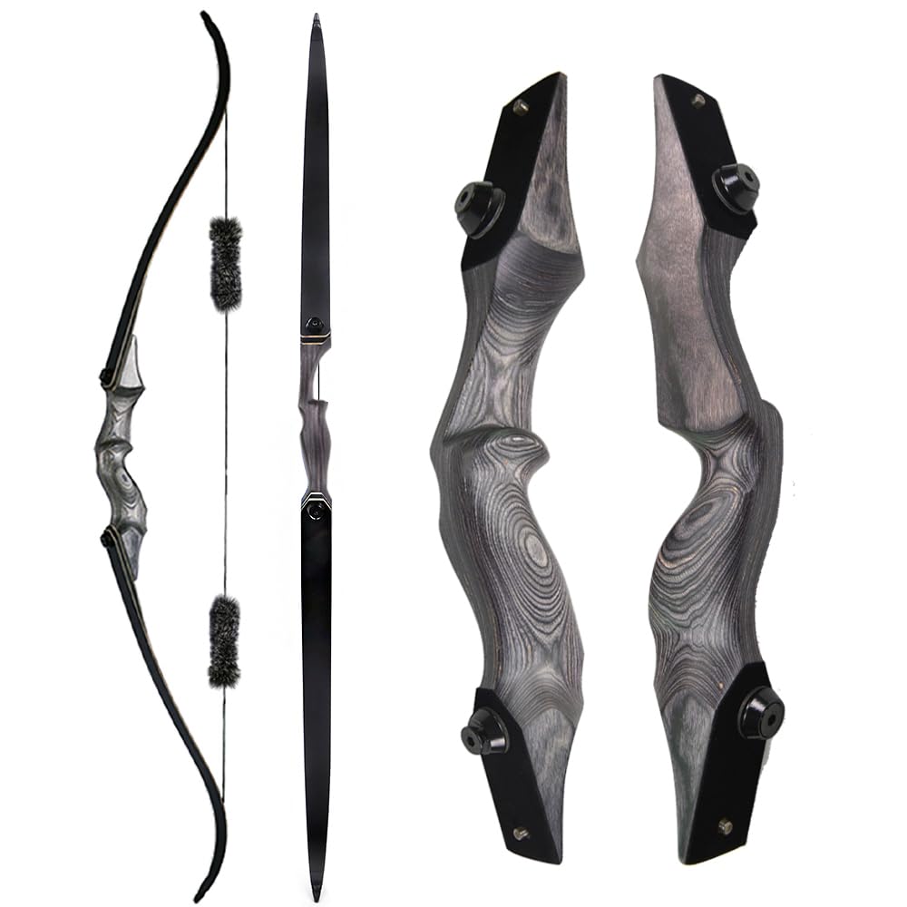 Set Arco e frecce Set Arco Ricurvo 60 pollici 30-60 libbre Arco Takedown per Adulti Tiro con l'arco Arco Ricurvo professionale da caccia per Tiro con l'Arco con Frecce