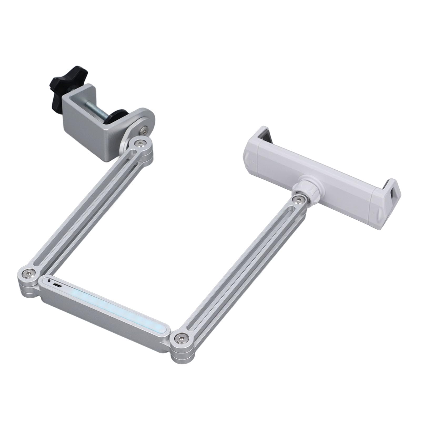 Soporte para Teléfono para Escritorio, Cama, Rotación de 360 ​​Grados, Brazo Largo Ajustable, Soporte para Teléfono Celular, para Tableta con Abrazadera y Luz Ajustable, Plegable y Portátil