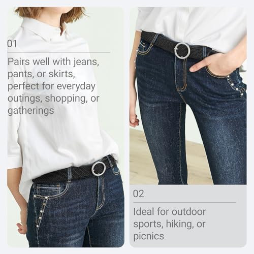 Womens Plus Size Belts 39 to 75inch Stretch Belt Black Elastic Belts for Women3