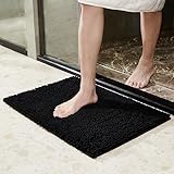 TECHMILLY Soft Fluffy Chenille Bathroom Rugs, Non Slip Absorbent Bath Mats for Bathroom, Washable an