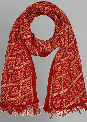 Image of TRENDMALLS Women's Bandhej Chinon Silk Dupatta