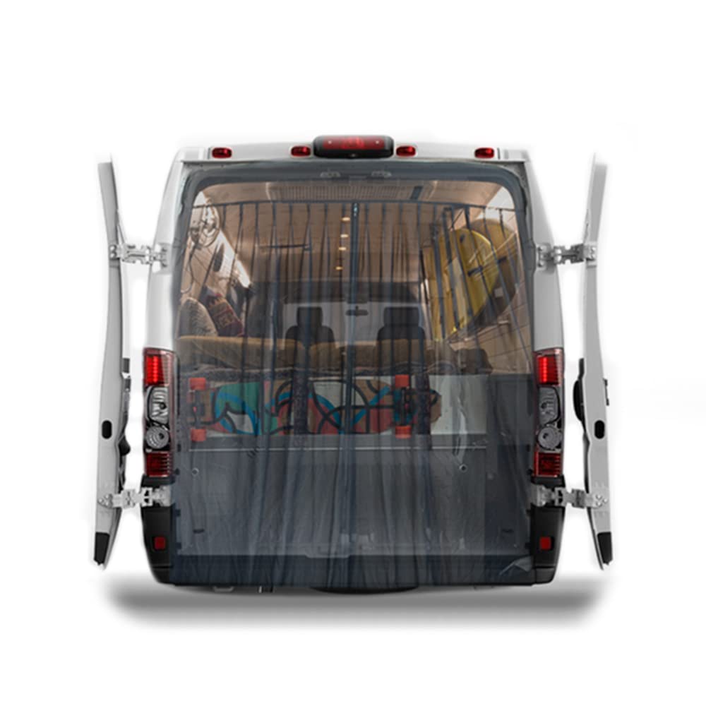 Living in a Bubble Van Bug Screen for RAM Promaster High Roof and Other Campervans, Universal Size Rear Door Flyscreen Mosquito Net, Center Zipper Closure