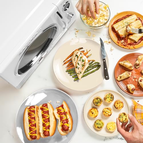 Nostalgia NRMO9WH Microwave Oven, 0.9 Cu. Ft. 800-Watts with LED Digital Display, Child Lock, Easy Clean Interior, White