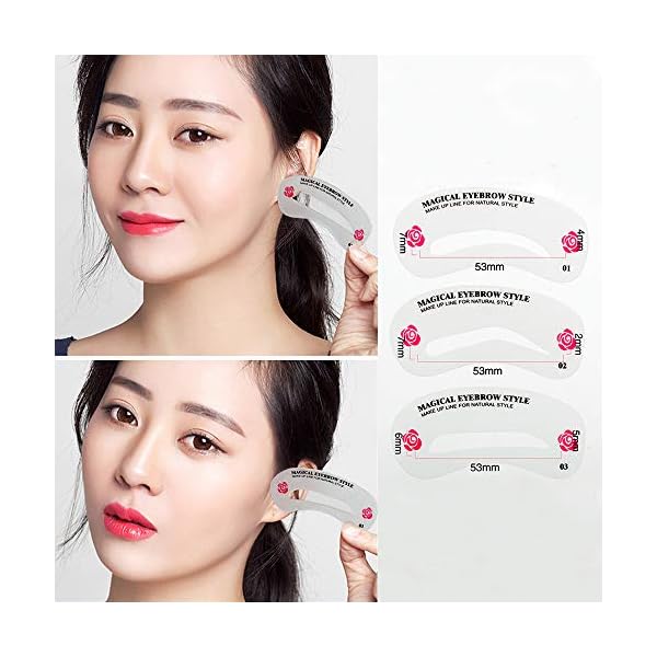 24 PCS Eyebrow Shaping Stencils, Kalolary Eyebrow Grooming Stencil Kit Shaping Templates DIY Tools for Eyebrows Shaping