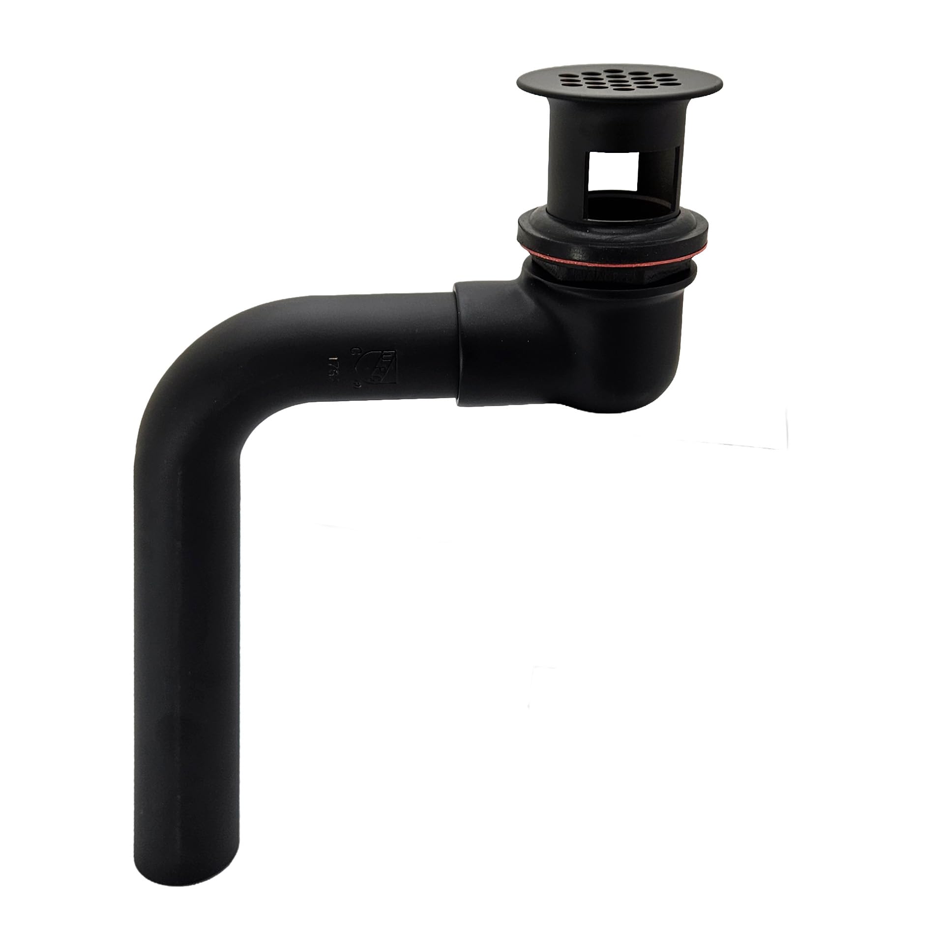 Westbrass Matte Black 1-1/4" Offset Connect Grid Strainer Lavatory Drain With Overflow Holes, 19-Hole Grid, 17 Gauge Brass, Fits 1-1/2" Sink Opening,