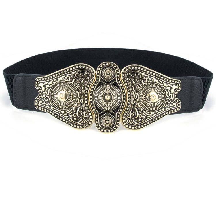 INOGIH Western Style Buckle Stretchy Cinch Belt for Women,Vintage Wide Stretchy Waist Belt for Dress