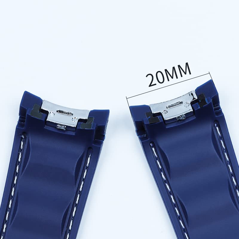ZUC 20 mm pasek do zegarka, gumowy silikonowy pasek do zegarka z zakrzywionym końcem do zegarka Omega Seamaster 300 AQUA TERRA AT150, ultralekka klamra 8900, Wielobarwna, Silver Buckle